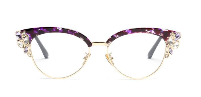 45120 Optical Lady Cat Eye Shiny Rhinestones Glasses Frames For Women Brand Designer EyeGlasses Eyewear