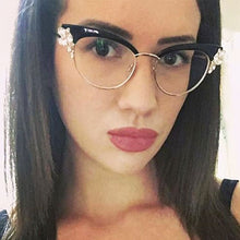 Load image into Gallery viewer, 45120 Optical Lady Cat Eye Shiny Rhinestones Glasses Frames For Women Brand Designer EyeGlasses Eyewear