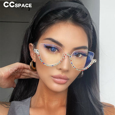 45159  Diamond Women Anti Blue Light Glasses Frames Half-frame Computer Eyeglasses