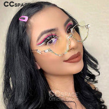 Load image into Gallery viewer, 45159  Diamond Women Anti Blue Light Glasses Frames Half-frame Computer Eyeglasses