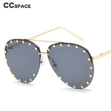 Load image into Gallery viewer, 45202 Ladies Metal Half Frame Sunglasses Red Women Personality Rivet Glasses Brand Designer Eyewear Shades UV Protection
