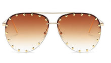 Load image into Gallery viewer, 45202 Ladies Metal Rivet Pilot Sunglasses Women  Personality Glasses Designer Eyewear Shades UV400