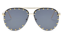 Load image into Gallery viewer, 45202 Ladies Metal Rivet Pilot Sunglasses Women  Personality Glasses Designer Eyewear Shades UV400