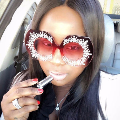 45223 Oversized Crystal Diamond Sunglasses Women Gradient Glasses Brand Designer Eyewear Shades UV400 Protection