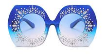 Load image into Gallery viewer, 45223 Oversized Crystal Diamond Sunglasses Women Gradient Glasses Brand Designer Eyewear Shades UV400 Protection