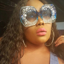 Load image into Gallery viewer, 45223 Oversized Crystal Diamond Sunglasses Women Gradient Glasses Brand Designer Eyewear Shades UV400 Protection