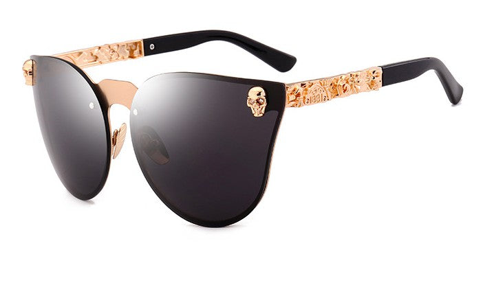 45314 Women Gothic Eyewear Cat Eye Sunglasses Women Skull Frame Square Pink Brand Glasses Designer Female Shades