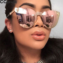 Load image into Gallery viewer, 45314 Women Gothic Eyewear Cat Eye Sunglasses Women Skull Frame Square Pink Brand Glasses Designer Female Shades