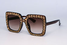 Load image into Gallery viewer, 45321 Crystal Rim Women Sunglasses Glitter Square Ladies Retro Brand Desginer Female Shades