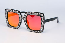 Load image into Gallery viewer, 45321 Crystal Rim Women Sunglasses Glitter Square Ladies Retro Brand Desginer Female Shades