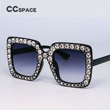 Load image into Gallery viewer, 45321 Crystal Rim Women Sunglasses Glitter Square Ladies Retro Brand Desginer Female Shades