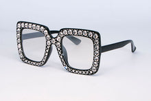 Load image into Gallery viewer, 45321 Crystal Rim Women Sunglasses Glitter Square Ladies Retro Brand Desginer Female Shades