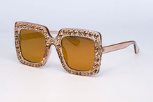 Load image into Gallery viewer, 45321 Crystal Rim Women Sunglasses Glitter Square Ladies Retro Brand Desginer Female Shades