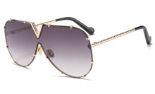Load image into Gallery viewer, 45452 Alloy Frame One Lens V Sunglasses Women  Brand Glasses Designer Male Female Shades
