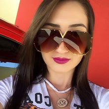 Load image into Gallery viewer, 45452 Alloy Frame One Lens V Sunglasses Women  Brand Glasses Designer Male Female Shades