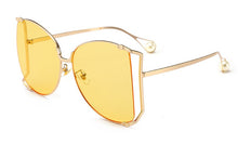 Load image into Gallery viewer, 45476 Metal Square Gradient Sunglasses Men Women Pearl Decoration Brand Glasses Designer Male Female Shades