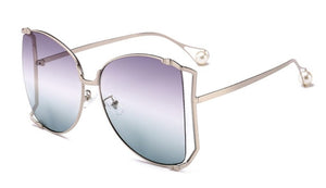 45476 Oversize D Square Sunglasses Women Metal Frame  Hollow Frame Brand Sunglasses Female Gradient Shades