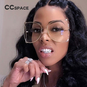 45476 Oversize D Square Sunglasses Women Metal Frame  Hollow Frame Brand Sunglasses Female Gradient Shades