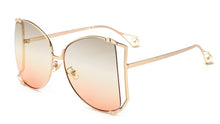 Carica l&#39;immagine nel visualizzatore di Gallery, 45476 Oversize D Square Sunglasses Women Metal Frame  Hollow Frame Brand Sunglasses Female Gradient Shades
