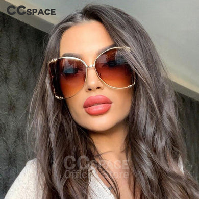 45476 Oversize Square Sunglasses Women Metal Frame  Hollow Frame Brand Sunglasses Female Gradient Shades