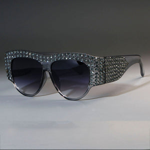45482 CCSPACE Oversized Rhinestone Frame Square Sunglasses For Women Diamond Shiny Brand Glasses Designer Female Shades
