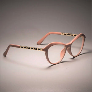 45525 Cat Eye Montature per occhiali quadrati da donna Gambe in pelle metallica da donna Occhiali da vista per computer 
