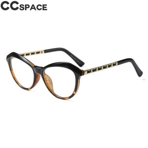 45525 Cat Eye Montature per occhiali quadrati da donna Gambe in pelle metallica da donna Occhiali da vista per computer 