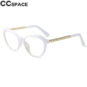 45525 Cat Eye Montature per occhiali quadrati da donna Gambe in pelle metallica da donna Occhiali da vista per computer 