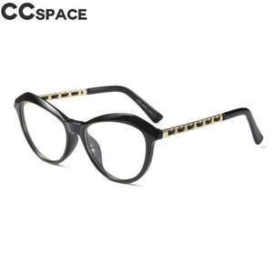 45525 Cat Eye Montature per occhiali quadrati da donna Gambe in pelle metallica da donna Occhiali da vista per computer 