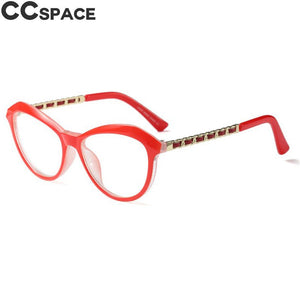 45525 Cat Eye Montature per occhiali quadrati da donna Gambe in pelle metallica da donna Occhiali da vista per computer 