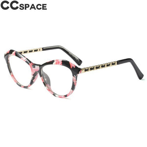 45525 Cat Eye Montature per occhiali quadrati da donna Gambe in pelle metallica da donna Occhiali da vista per computer 