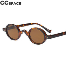 Load image into Gallery viewer, 45597 Small Round Retro Sunglasses Men Women Rivet Steampunk Leopard Tea Shades CCSPACE 45597 Vintage 2021 Brand Glasses Oculos