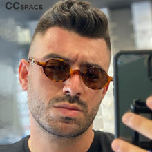 Load image into Gallery viewer, 45597 Small Round Retro Sunglasses Men Women Rivet Steampunk Leopard Tea Shades CCSPACE 45597 Vintage 2021 Brand Glasses Oculos