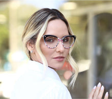 Load image into Gallery viewer, 45651 Cat Eye Glasses Frames Plastic titanium Women Trending Rivet Styles Optical Computer Glasses