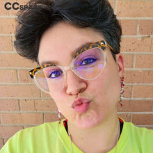 Load image into Gallery viewer, 45651 Cat Eye Glasses Frames Plastic titanium Women Trending Rivet Styles Optical Computer Glasses