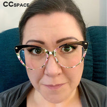 Load image into Gallery viewer, 45651 Cat Eye Glasses Frames Plastic titanium Women Trending Rivet Styles Optical Computer Glasses