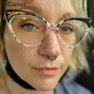 45651 Cat Eye Optical Glasses Frames Women Floral Rivet Computer EyeGlasses