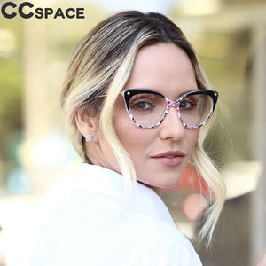 45651 Cat Eye Optical Glasses Frames Women Floral Rivet Computer EyeGlasses