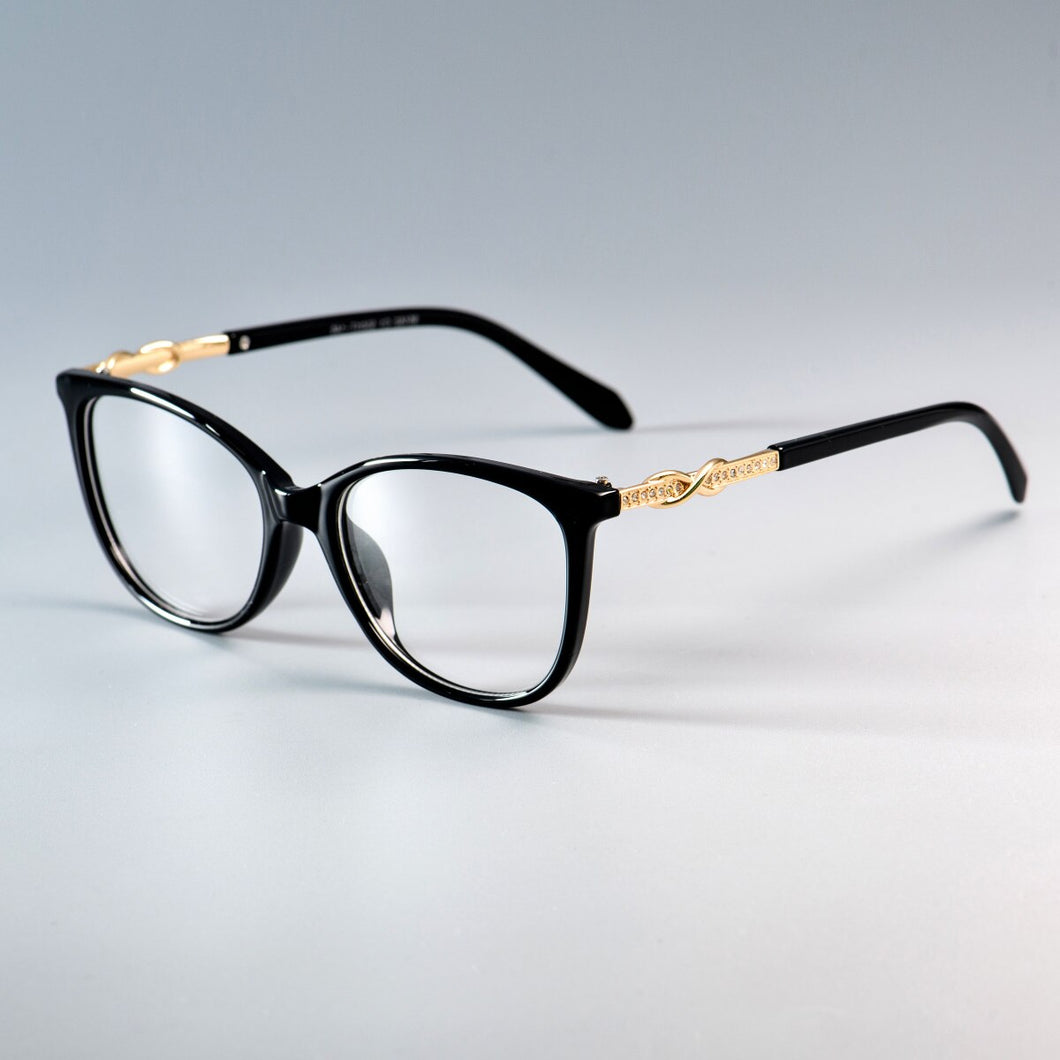 45705 Cross Knot Glasses Frames Shiny Rhinestone Men Women Optical Computer Glasses