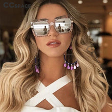 Load image into Gallery viewer, 45724 Big Frame Square Frame Crystal Cutting Sunglasses Women Shades Uv400 Vintage Glasses