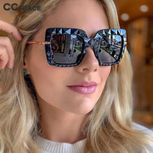 Load image into Gallery viewer, 45724 Big Frame Square Frame Crystal Cutting Sunglasses Women Shades Uv400 Vintage Glasses