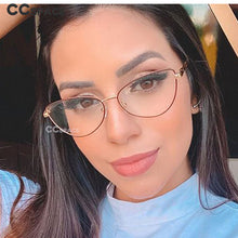 Carica l&#39;immagine nel visualizzatore di Gallery, 45969 Cat Eye Simple Glasses Frames Retro Men Women Optical Computer Glasses