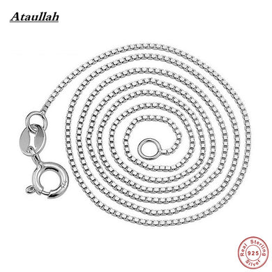 45CM 925 Sterling Silver Box Link Chain Necklaces for Women DIY Necklaces Trendy Sterling-Silver-Jewelry Brand SSN002