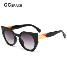 Load image into Gallery viewer, 46016 Round Cat Eye Sunglasses White Tea For Women CCSPACE Brand Glasses Designer Male Female Shades