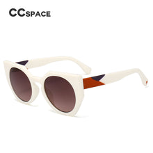 Load image into Gallery viewer, 46016 Round Cat Eye Sunglasses White Tea For Women CCSPACE Brand Glasses Designer Male Female Shades
