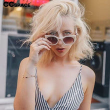 Load image into Gallery viewer, 46016 Round Cat Eye Sunglasses White Tea For Women CCSPACE Brand Glasses Designer Male Female Shades