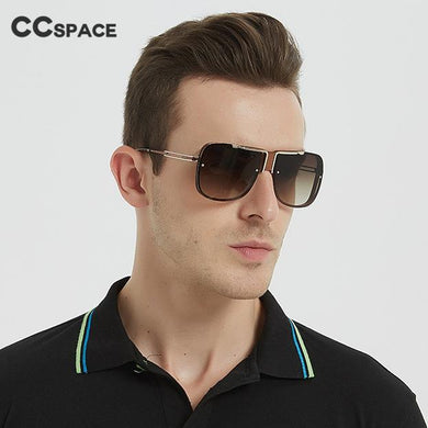 46062 Oversize Metal Square Sunglasses Men Women UV400 Vintage Glasses