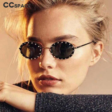 46127 Diamond Oval Small Frame  Sunglasses Men Women Shades UV400 Vintage Glasses