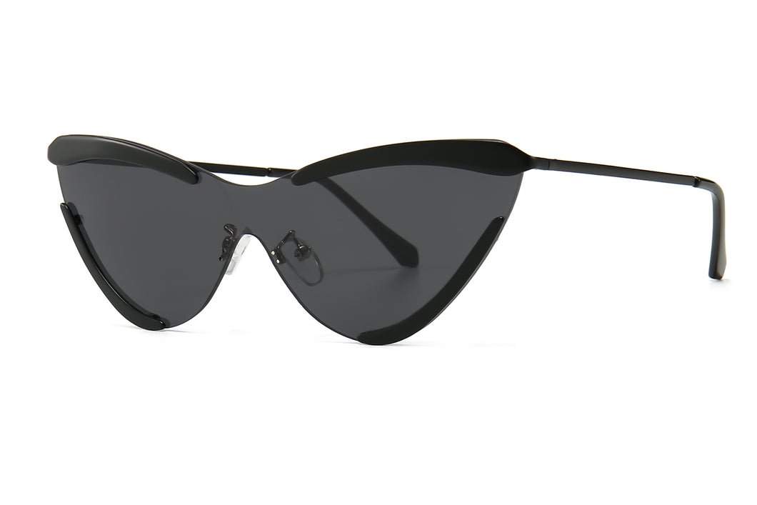 46195 Cat Eye Half Frame One Lens Sunglasses Men Women UV400 Glasses