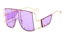 Load image into Gallery viewer, 46215 Metal Rivet Eyewear Oversized Mirror Square Sunglasses Men Women Shades Glasses Trend Unique Female UV400